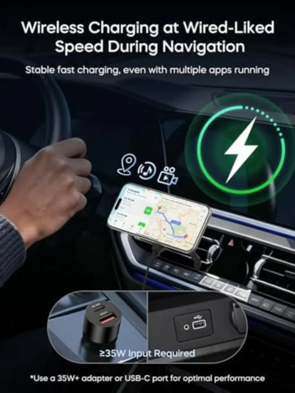 25W Wireless Car Charger for MagSafe - Fast Charging, Qi2.2 Compatible Mount